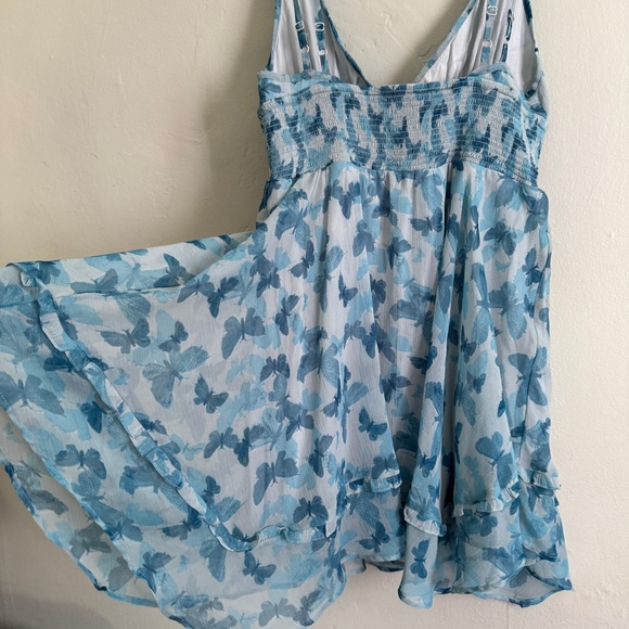 urban outfitters babydoll slip dress butterfly print ruffle hem medium sheer - Picture 8 of 15